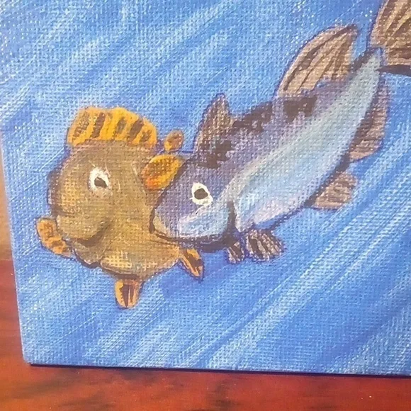 Hand Painted Fish Painting - 4"x4" - Picture 2 of 5